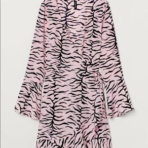 Crêped wrap front Dress zebra print